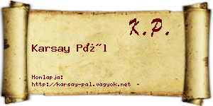 Karsay Pál névjegykártya